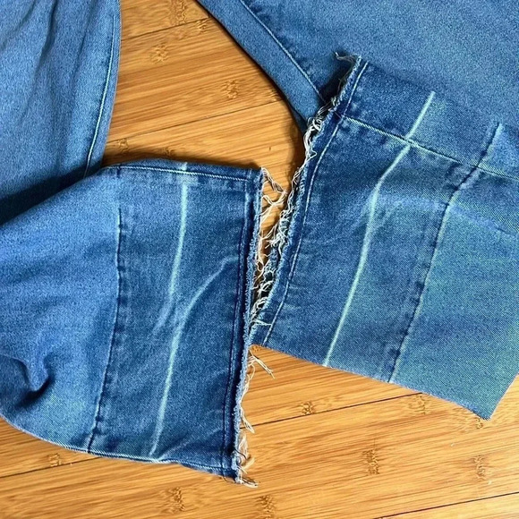 JUICY COUTURE DENIM WIDE LEG OVERALL WITH RELEASE HEM in Medium Wash medium - Picture 11 of 12